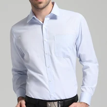 Men's Classic Regular-fit Plain/Striped/Twill Basic Dress Shirts with Pocket Formal Business Long Sleeve Work Office Tops Shirt