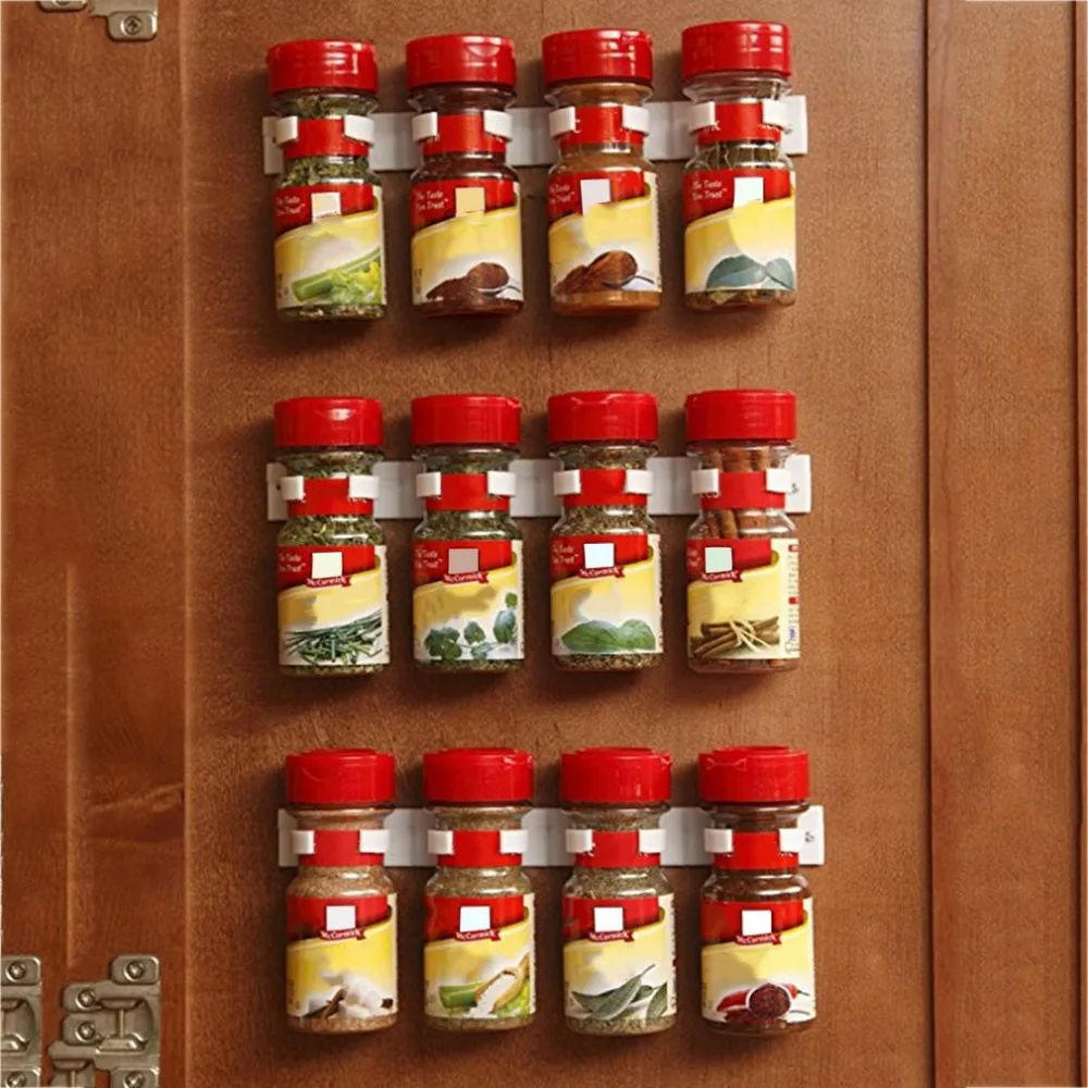 2/4 pcs كليب مخزن المطبخ التوابل المنظم خفيفة الوزن تخزين الرف رف المطبخ التوابل التوابل الناقل زجاجة المنظم