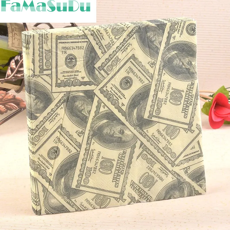 20pcs/pack New Personalized dollar Paper Napkin Festive & Party Tissue