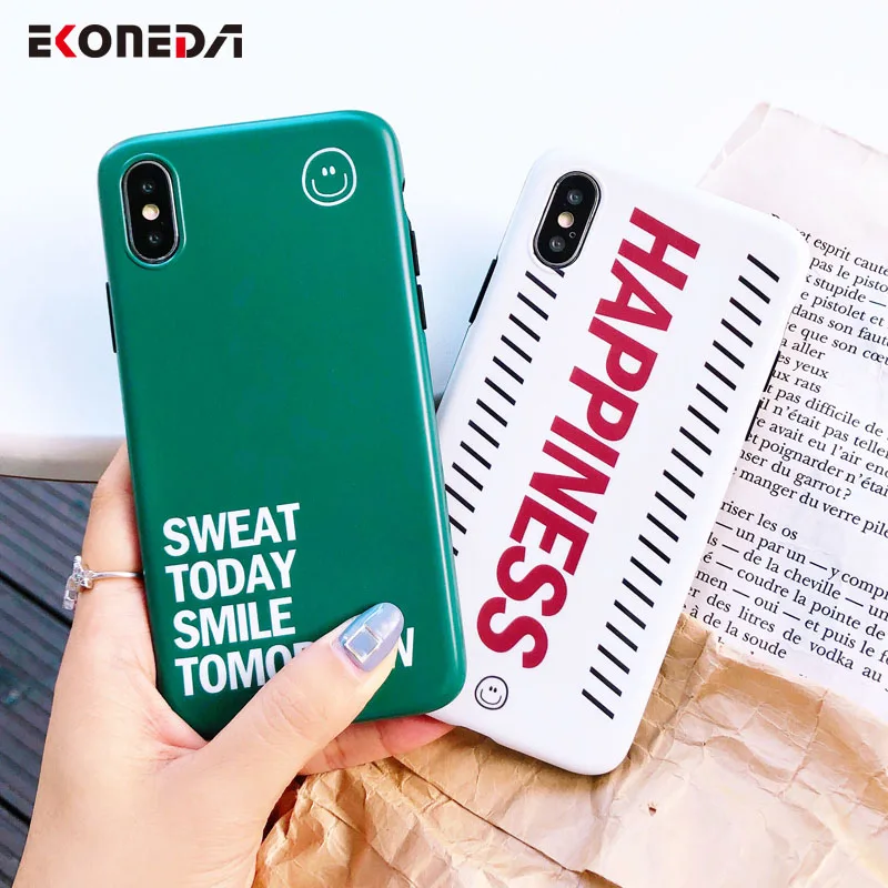 

EKONEDA Cute Words Letters Printed Simple Case For iPhone X Soft TPU Protective Back Case Cover For iPhone 8 7 6 6S Plus