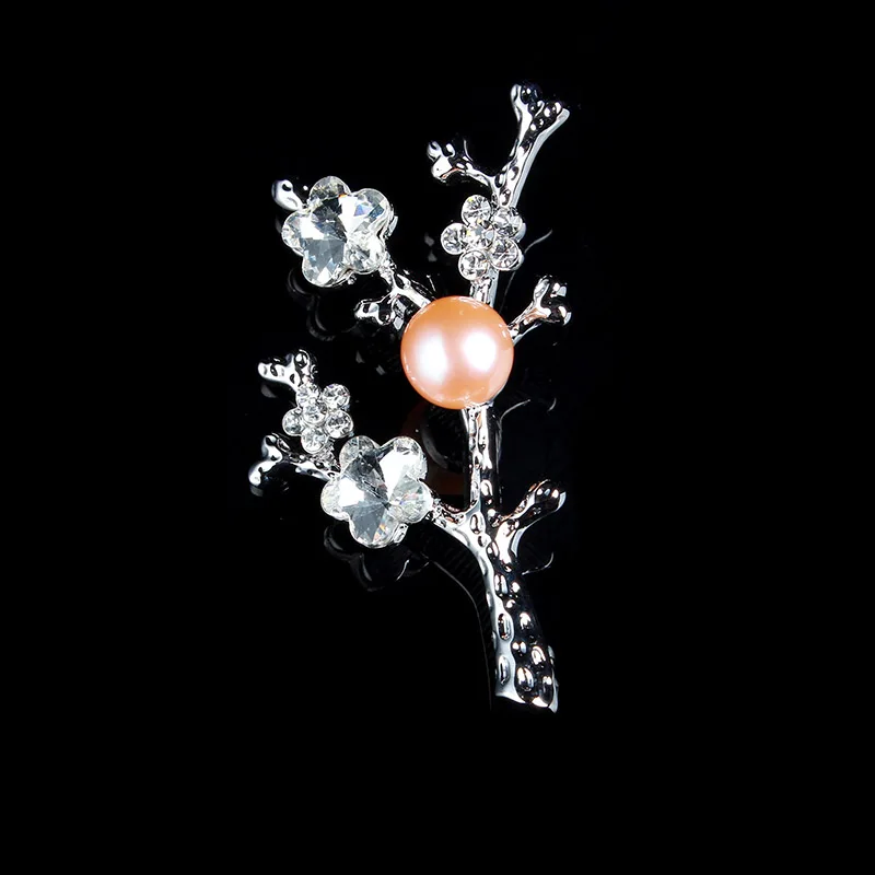 

JIUDUO Explosion section of the Korean fashion trend of handmade crystal snowflake large pearl brooch corsage female accessorie