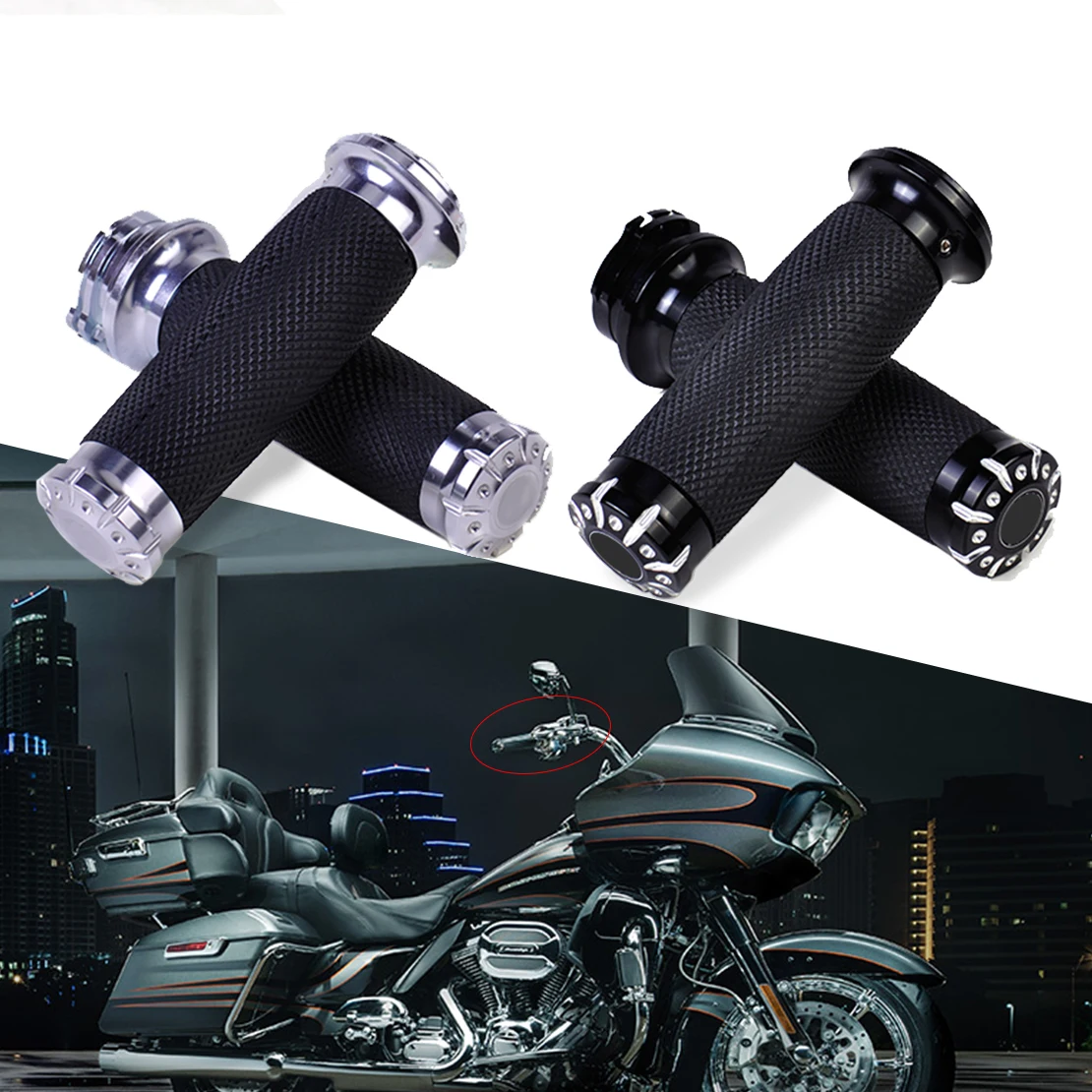 beler New 1 Pair 1" 25mm Handle Bars Hand Grips Throttle Accelerator