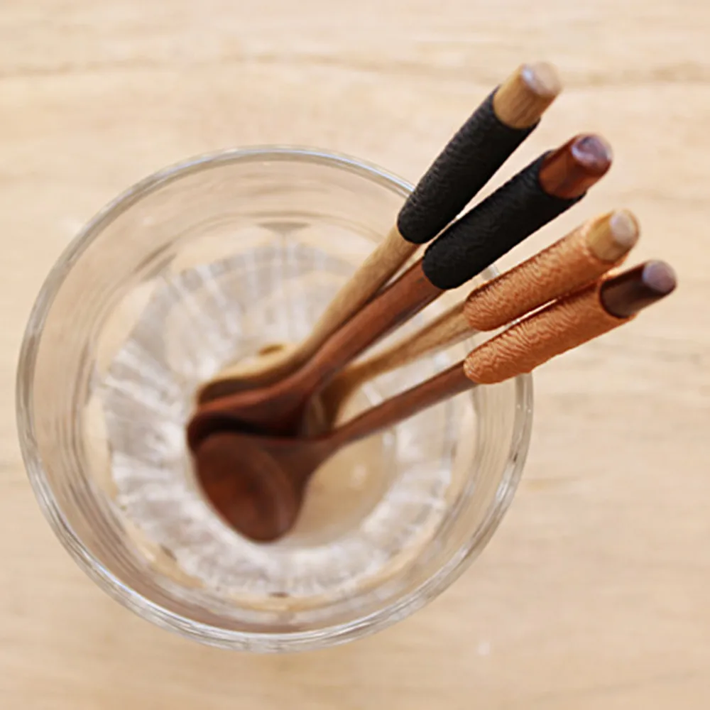 Ретро длинная ручка деревянная чайная и кофейная ложка для приготовления пищи столовая утварь, столовые приборы из дерева T719