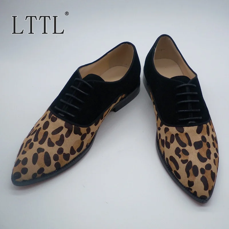 LTTL/леопардовые модельные туфли с острым носком Мужская обувь кожаная официальная обувь на шнуровке Мужская офисная обувь в стиле пэчворк мужская обувь на плоской подошве размера плюс