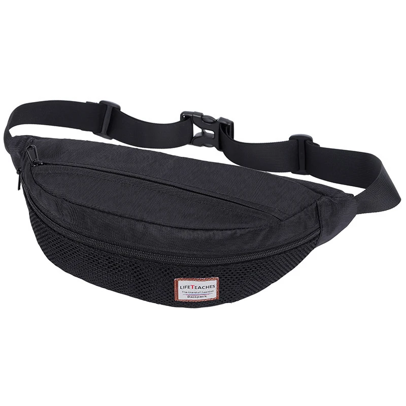 Large Capacity Nylon Waist Pack Fanny Pack For Men Casual Black Shoulder Belt Bag Men Small ...