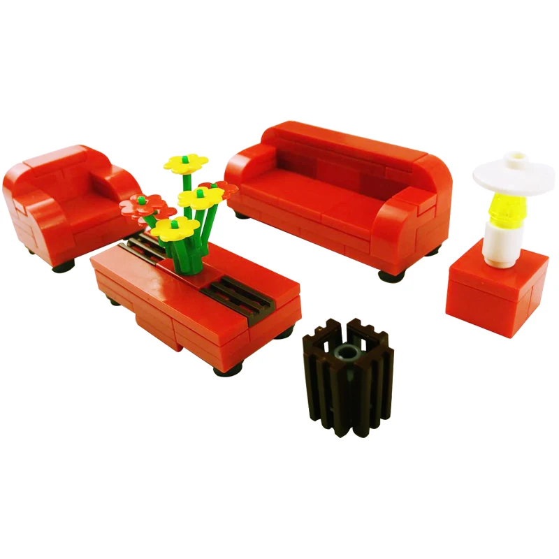 

Legoing City MOC Creator Family Furniture Red Sofa DIY Building Blocks Bricks Toys for Children Creator Legoing Accessories Kids