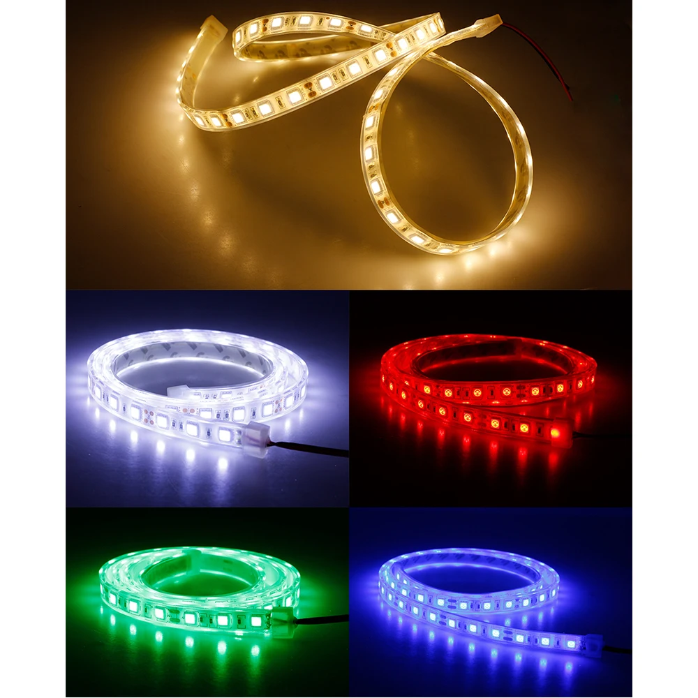 Водонепроницаемая светодиодная лента IP68 5050 12 В 60 светодиодов/м белый теплый RGB