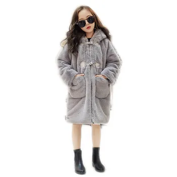 

2018 New Baby Teenage Winter Thick Parka Children Outerwear Kids Girls Faux Fur Fleece Ear Hooded Coats Kids Warm Jackets M31