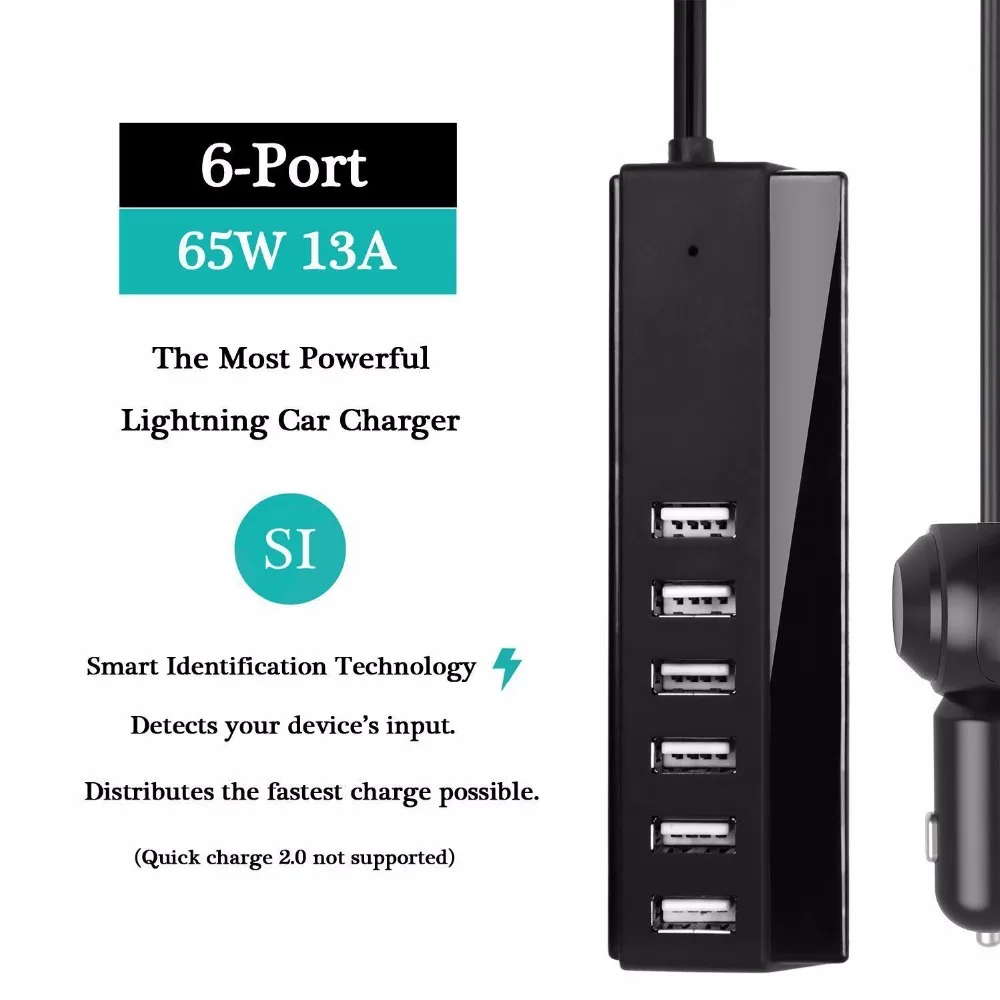 Nulaxy Car Charger 6 port USB Car Charger Fast Mobile Phone USB Charger for iPhone 6 7 8 X Xiaomi mi5 Samsung Galaxy S8 etc