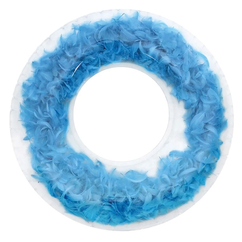 Новейший дизайн надувное кольцо для плавания с перьями в розовом, белом и синем цветах, надувная поплавковая трубка для женщин - Цвет: blue