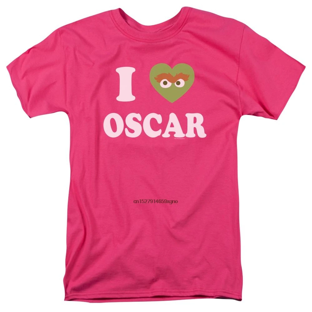 

2019 Printed Men T Shirt Cotton Short Sleeve Sesame Street I Heart Oscar Men's Regular Fit T-Shirtwomen t shirt