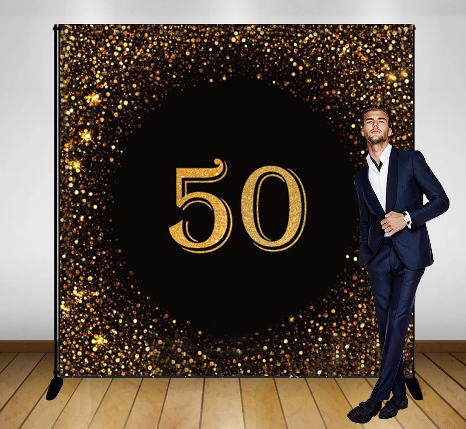 custom gold 50 birthday sequins black backgrounds High quality Computer