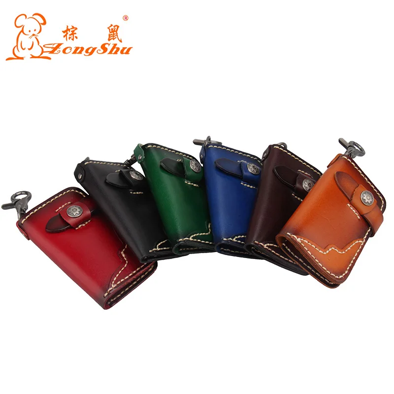 

Italy Handmade Cowhide Genuine Leather Key Wallet Designer Car Smart Key Holder Housekeeper for Key
