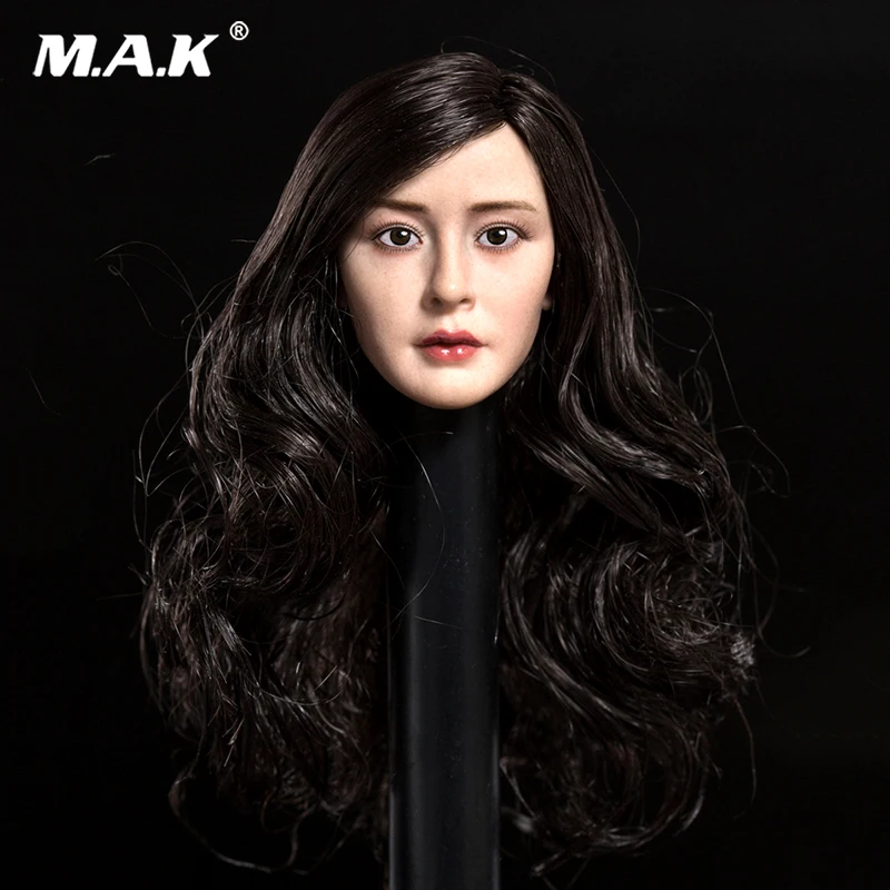 1//6 Female Head Sculpt with Tongue B Long Brown Hair For Phicen PALE Figure USA