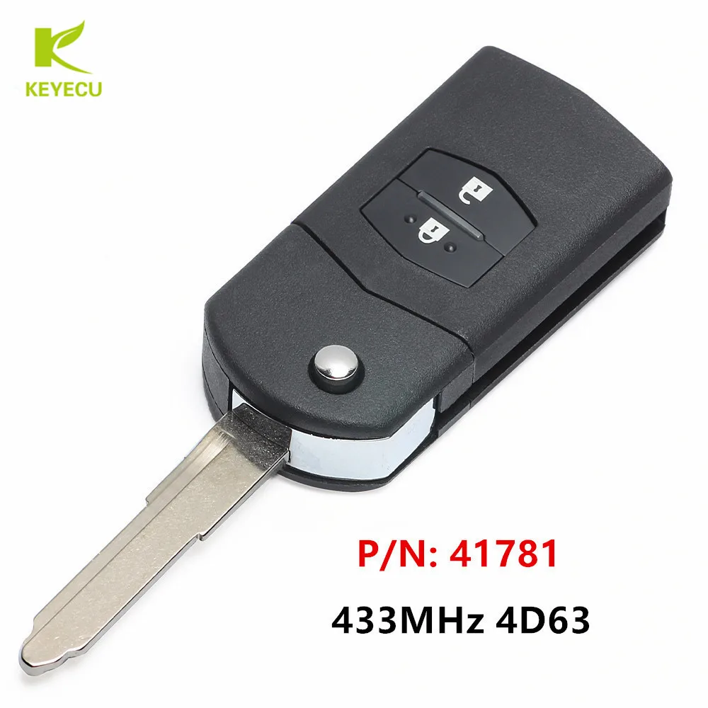 Новый обновленный флип чехол KEYECU с двумя кнопками 433 МГц 4D63 для Mazda 3 BK серии 2006 2009