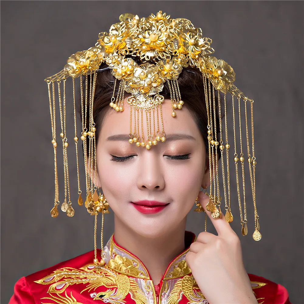 Vintage Chinese Wedding Hair Accessories Costume Brides Hair Crown