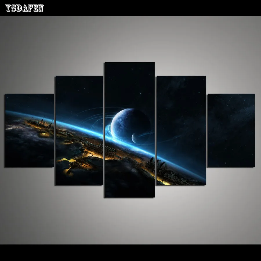 

5 Piece Space Painting Modern Home Wall Decor Canvas Picture Art HD Undernearth Painting 5 Panel Canvas Arts F/3047