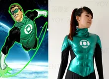 Movie Coser-5 High Quality Rubber Coating With Muscle Super Hero Captain Green Lantern Cosplay Costume Suit