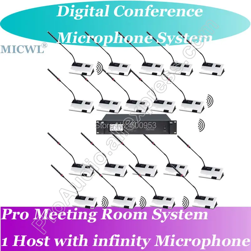 

MICWL 2 President 40 Delegates Desk Unit Professional Wireless Microphone Digital Conference System