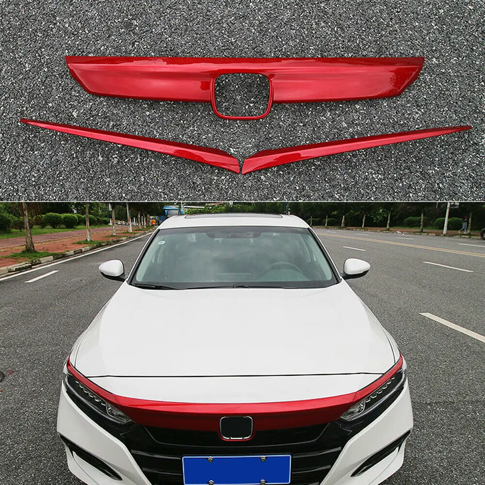 

For Honda Accord 2018+ ABS Glossy Black/Red/Carbon fiber Car Lip Front Hood Grille Cover Moulding Trim