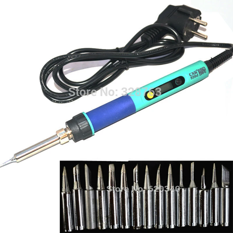 

936d LCD Adjustable temperature Digital Electric Soldering station EU plug+17/PCS Solder tip Replace HAKKO 936 Soldering station