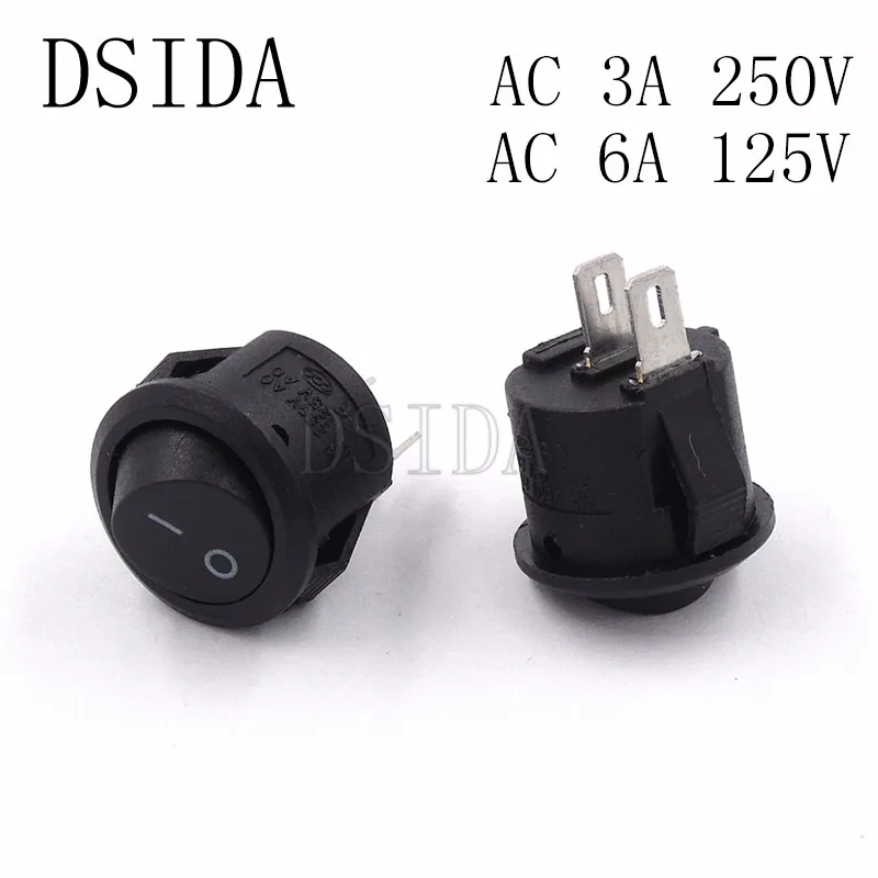 

10PCS 16mm Diameter Small Round Boat Rocker Switch Mini Round Black White Red 2Pin ON-OFF Rocker Power Switch New