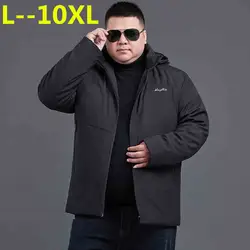 10XL 8XL 6XL 5XL зимняя куртка мужская шапка съемная теплая куртка с хлопковой подкладкой Верхняя одежда Мужская s пальто куртки с капюшоном