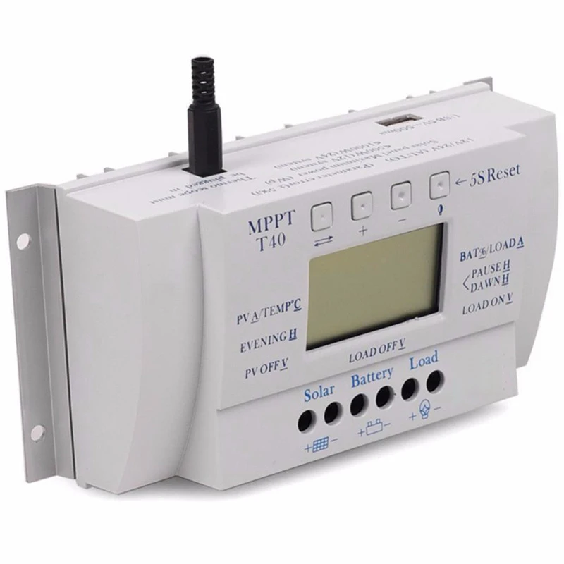 

Durable T40 40A PWM Solar Charge Controller Regulator 12V 24V Auto LCD Display Controller With Load Dual Timer Control