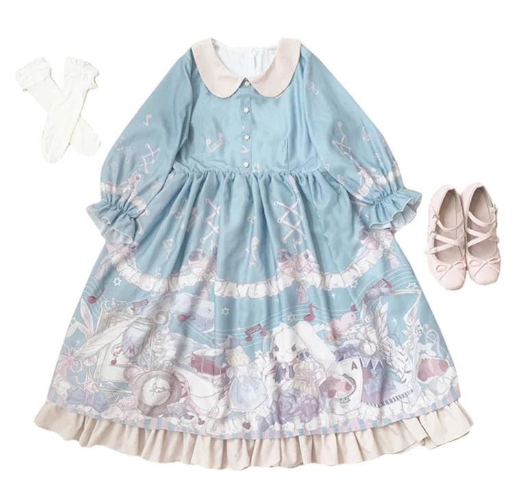 3 цвета Кролик и Алиса милый воротник Косплей Лолита викторианское платье Robe Gothique Femme милая кукла девушки Лолита платье принцессы