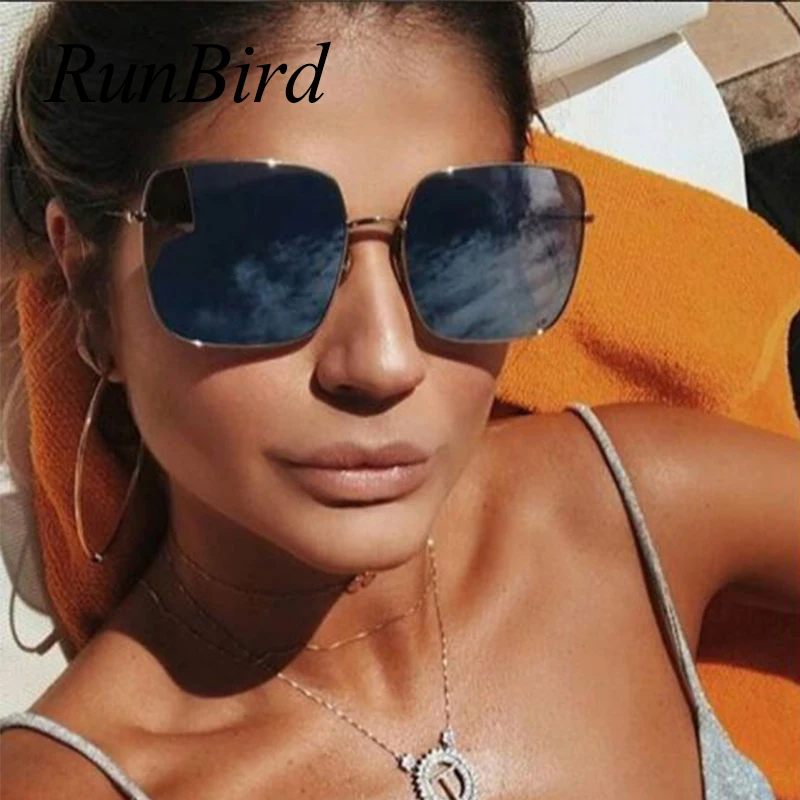 RunBird большие квадратные солнцезащитные очки с плоским верхом для женщин