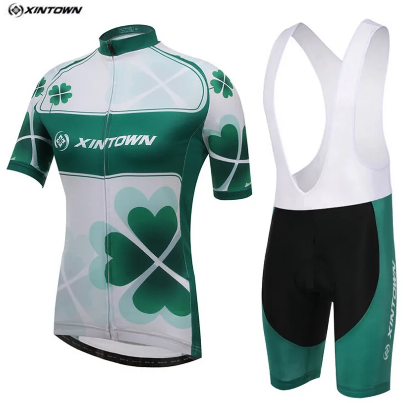 Xintown Women Green Cycling Jersey Bib Shorts Sets Pro Bike Clothing