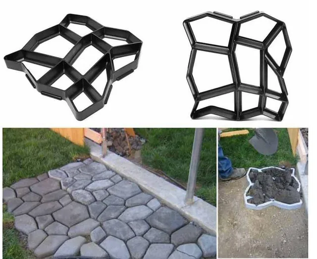 Urijk Garden Path Maker Molds Walk Pavement Concrete Mould DIY Manually Paving Cement Brick Stone Road Concrete Pathmate Moulds