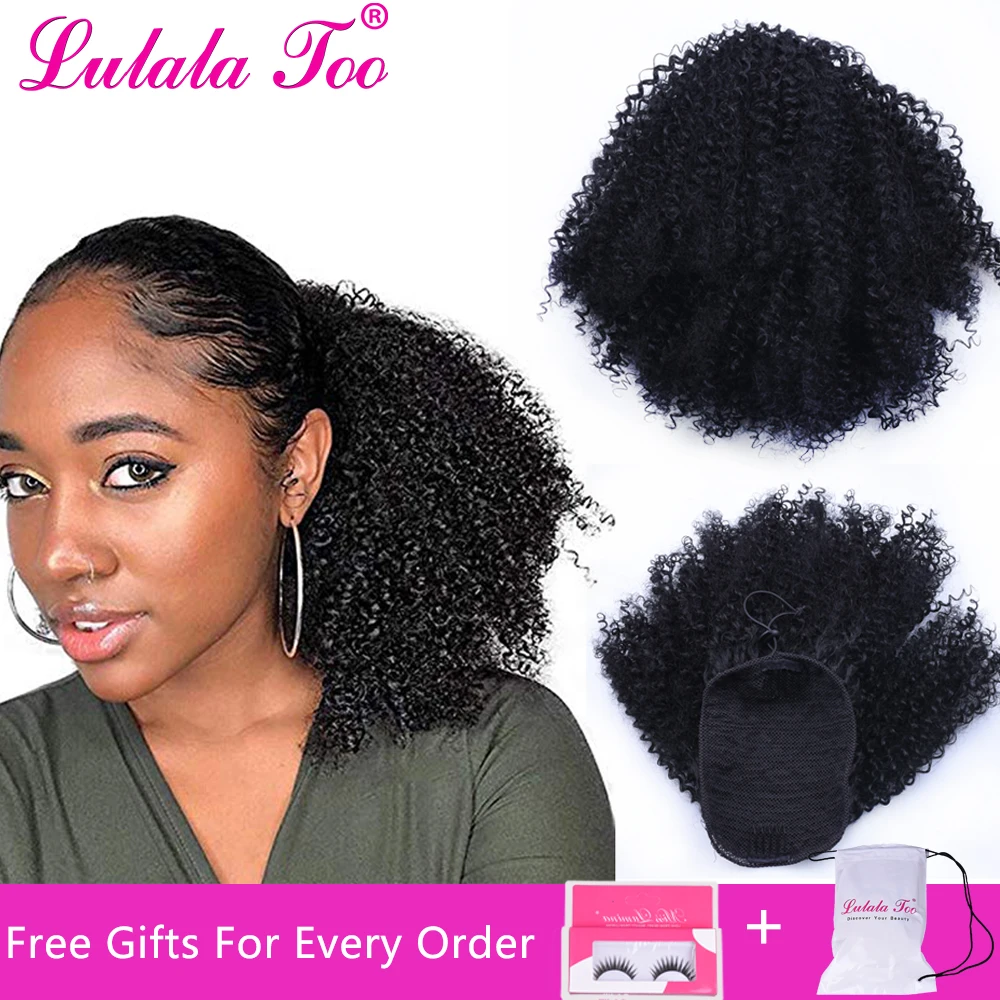 Skup Afro perwersyjne kręcone sznurkiem fałszywy kucyk syntetyczny przyrząd do koka z włosów Chignon Hairpiece dla kobiet Updo klip do przedłużania włosów