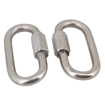 

10Pcs Multifunctional 304 Stainless Steel Carabiner Quick Oval Screwlock Link Lock Ring Hook M6