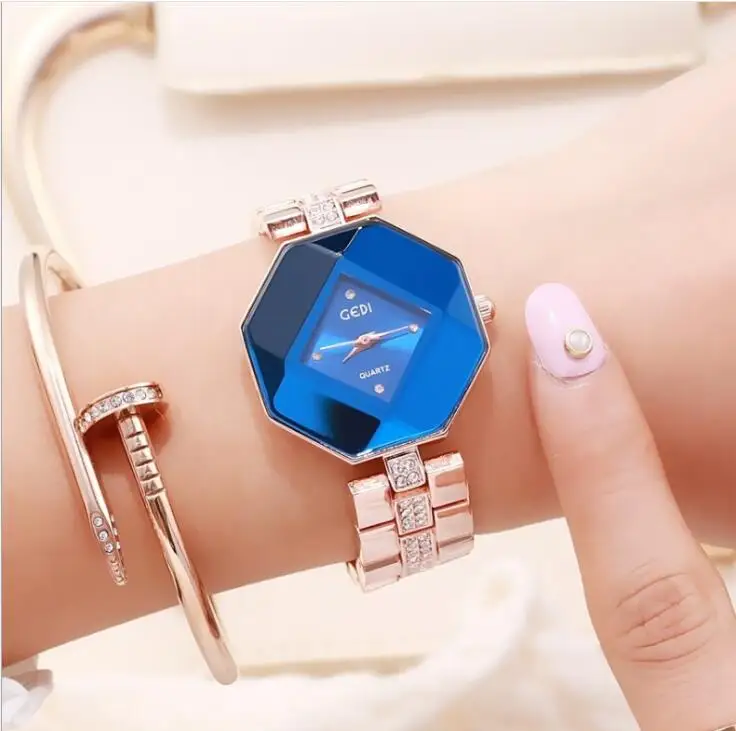 

Brand fashion ladies jewelry watch rhinestone rose gold steel belt female quartz waterproof bracelet reloj mujer Casual Dress