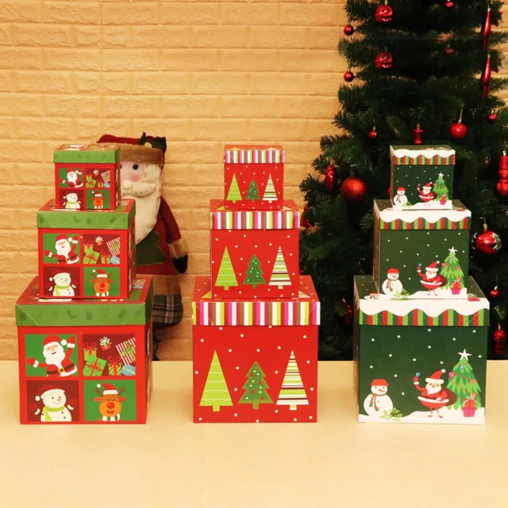 Рождественские украшения Поставки Рождественская картонная подарочная коробка Подарочная коробка макет сцены Рождественская подарочная
