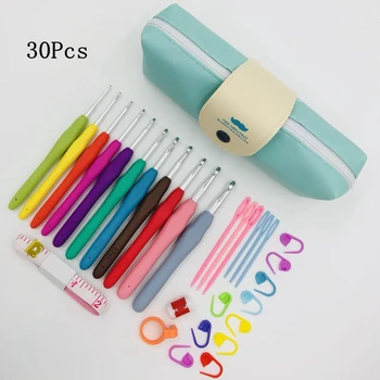 

Premium Crochet Hooks Set with Case Crochet Hooks Set Ergonomic Soft Handles Needles Stitch Markers Sewing Tools Set Gift Set