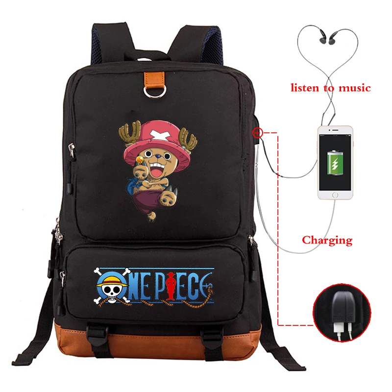 Рюкзак для путешествий, один предмет, Луффи, Подростковый рюкзак, Harajuku, холщовая школьная сумка, японское аниме, рюкзак, школьный рюкзак - Цвет: Прозрачный