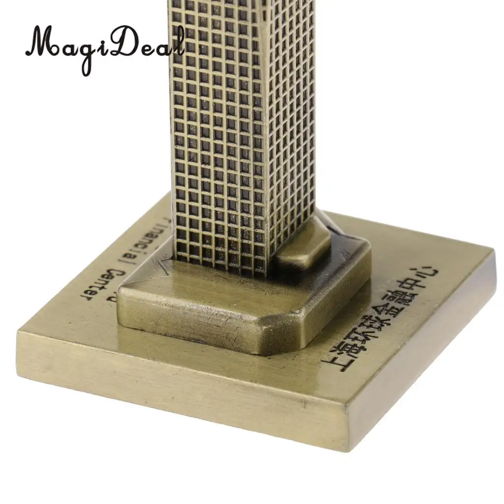 MagiDeal 14cm Metal Model Shanghai World Financial Center Bronze Statue for Bedroom Home Bars Decor 