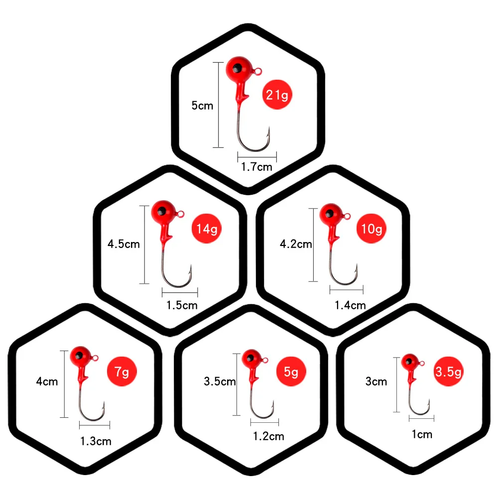 Рыболовные крючки-джиг, 2 шт., рыболовные крючки, 3,5 г, 5 г, 7 г, 10 г, 14 г, 21 г, красные свинцовые рыболовные крючки с круглой головкой, высококачественные рыболовные крючки