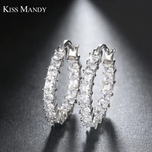 KISS MANDY благородный розовое золото цвет серебряный цвет женские серьги-обручи с прозрачными свадебные серьги с кристаллами модные аксессуары LE144