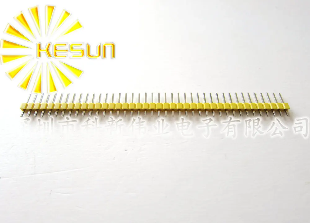 

FREE SHIPPING 200pcs/lot 2.54mm Yellow 40pins Single Row Male 1X40 Copper Pin Header Strip Good quality