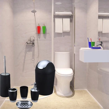 

6pcs/lot Bathroom Products Toilet Brush With Support Trash Bin Hand Soap Shampoo Liquid Storage Bottle Badkamer Accessoires Tool