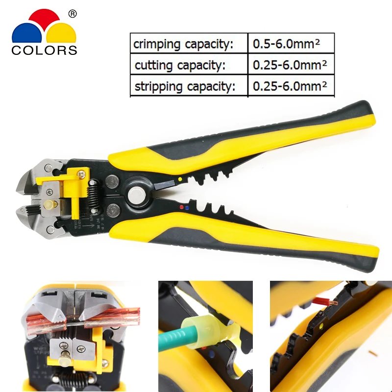 Цветные HS-D1 многофункциональные плоскогубцы, резак для кабеля, щипцы для зачистки, Терминал 3 в 1, саморегулируемые Автоматические Электрические плоскогубцы, инструмент