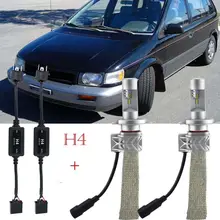 Pair H4 HB2 9003 Hi/low beam Led Headlight Fog Bulbs WITH Canbus decoder For Mitsubishi Expo 1996-1995 With Copper Belt ZES LED
