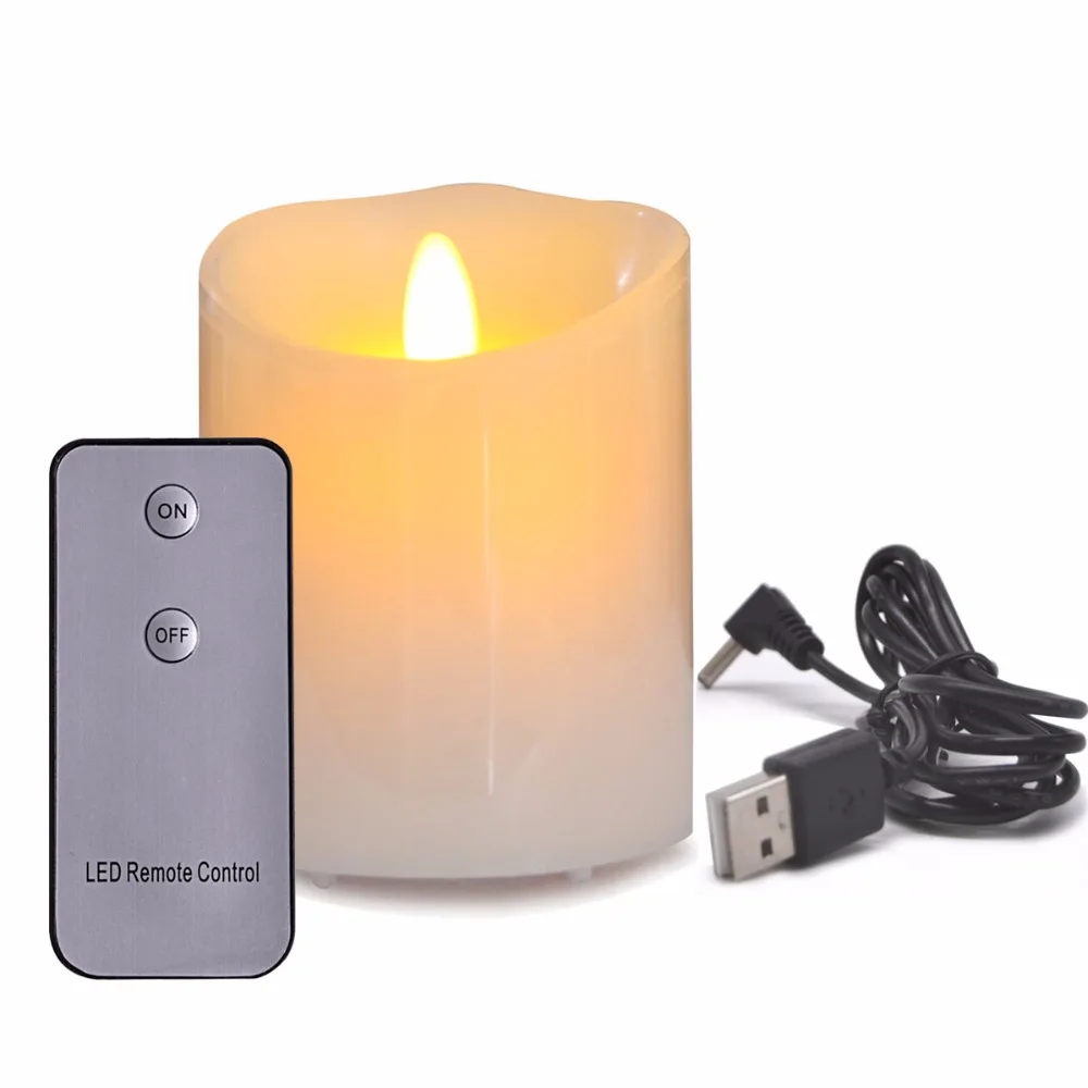 USB Electronic Flameless Swing LED Candles Lights Rechargeable Candle