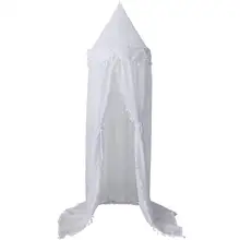 Однодверная купольная детская кровать с кисточками, гофрированная белая, розовая москитная сетка прибл. 50 см/19,7 дюймов занавески постельные принадлежности