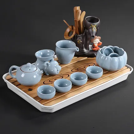 Бытовой керамический чайный поднос для печи, чайная чашка Gaiwan, чайная чашка, аксессуары для чайной церемонии, простой современный китайский чайный набор кунг-фу - Цвет: 11 Style Tea Set