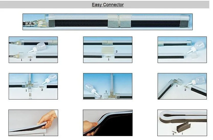 Светодиодный гибкий неоновый светильник со шнуром питания соединитель 2ft светодиодный гибкий неоновый фитинг