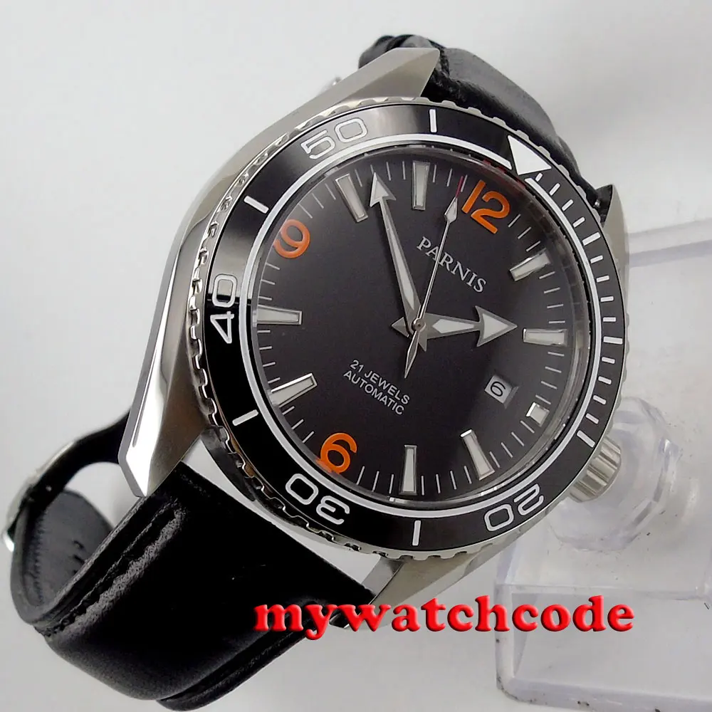 45mm Parnis black dial Ceramic Bezel 21 jewels miyota Automatic mens Watch P388B 45mm Parnis black dial Ceramic Bezel 21 jewels miyota Automatic mens Watch P388B